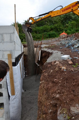Backfilling the partially-tanked retaining wall - 8 July 2015